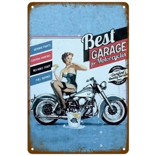 Best Garage PinUp Girl Metal Tin Sign Vintage Motorcycle Decor aluminum 20x30cm（7.8x11.8inch）