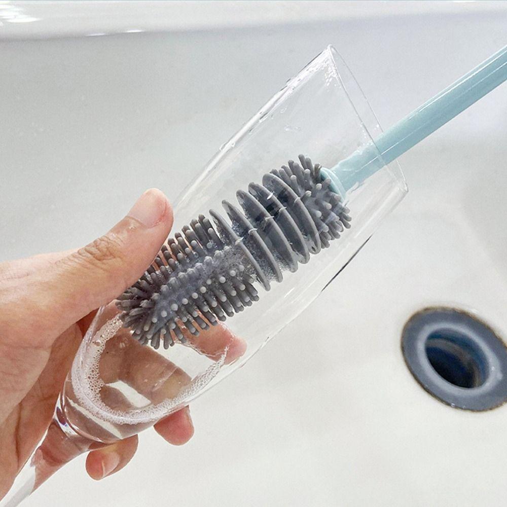 Multi-function Long Handle Scrubber Milk Bottle Brush Cup Scrubber Cleaning Tool Glass Cleaner