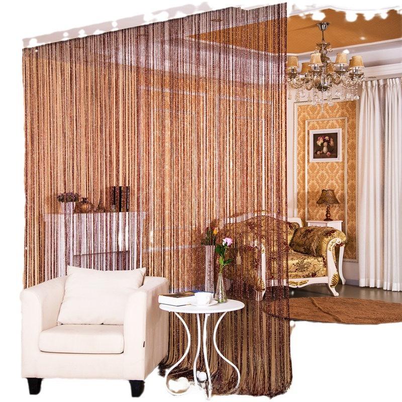 Korean-Style Silver Silk Partition Curtain, 1m X 2m, for Door, Porch, Living Room, or Bedroom.