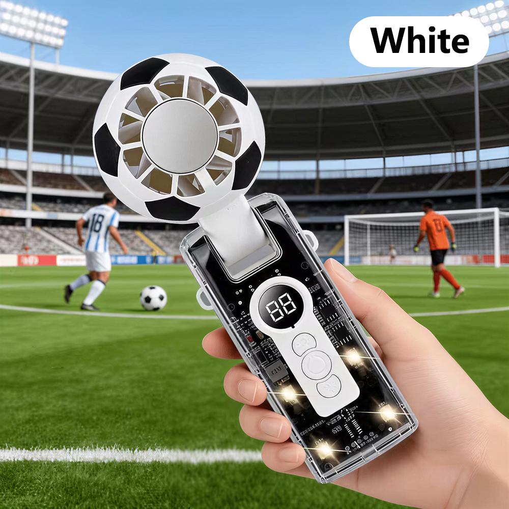 

Portable Handheld Turbo Fan with Ice Cooling Football Design Mecha-style USB Rechargeable Mini Fan 100-speed Wind and LED Flash белый