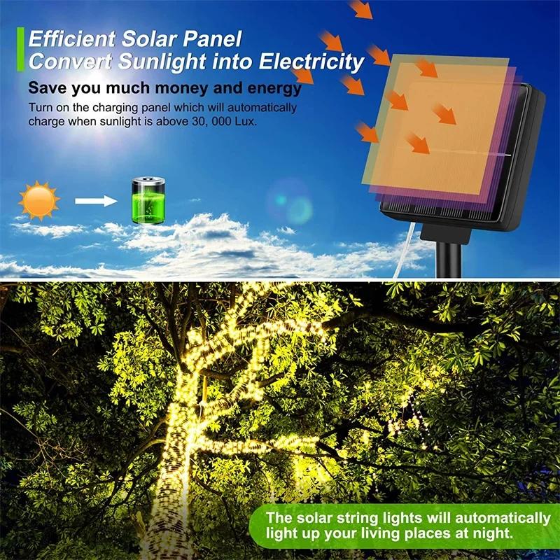 50/100 LED Solar Rope Strip Light Outdoor IP65 Waterproof Light Strings Christmas Decor For Garden Lawn Tree Yard Fence Pathway
