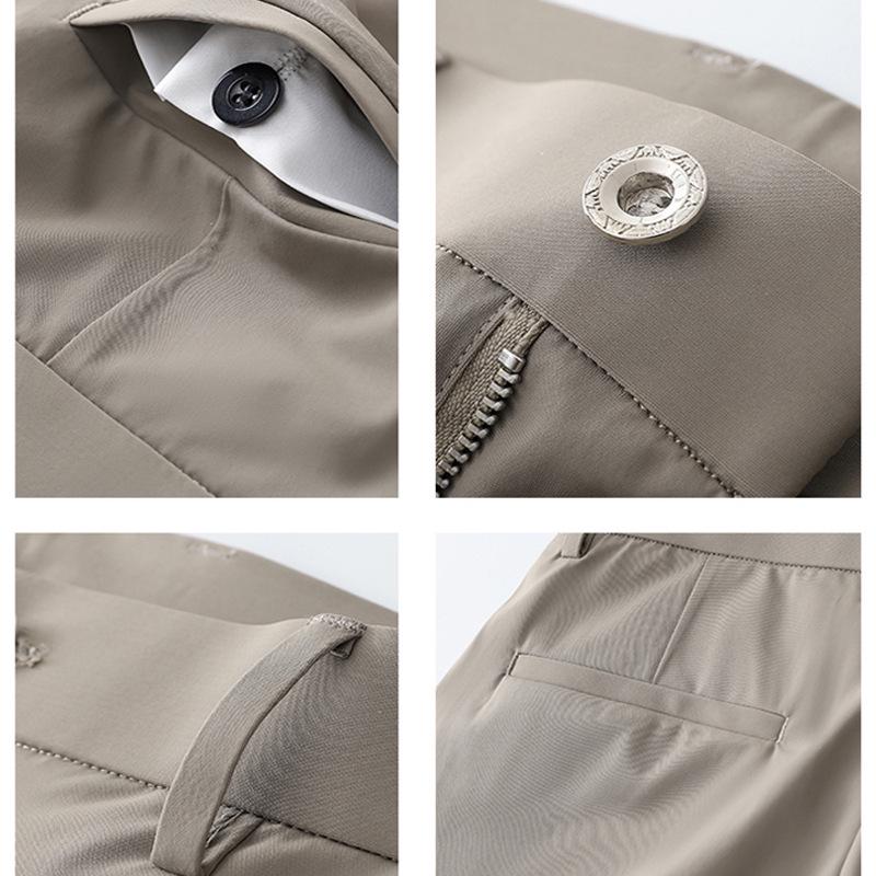 Men's High-Elastic Ice Silk Straight-Leg Fashion Trousers - Casual Business Wear