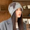 Splicing Fashion Plush Design Women Casual Knitted Hat For Autumn Winter And