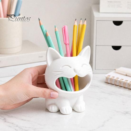 Cute Desk Organizer 3D Printed Cat Shaped Candy Bowl, Storage Container, Desktop Office Decor Pen Holder, Versatile for Pencils Jewelry Hair