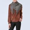Elegant Women's Knitted Triangular Scarf Imitation Cashmeres Warm Winter Shawl Ponchos with Stylish Fringes Accents