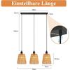 Suspension - NETTLIFE - Bohème - 3 lampes E27 - Abat-jour osier - Noir