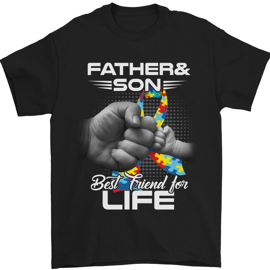 Autistic Father & Son Friends Autism ASD Mens T-Shirt 100% Cotton
