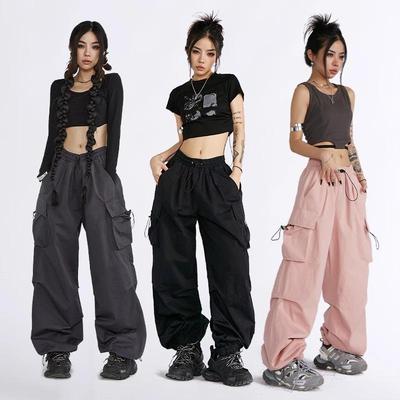 Pantaloni Cargo da Donna Estivi a Vita Alta a Gamba Larga