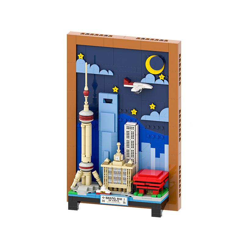 

WG4921 Китайская городская открытка Международный город Шанхай Настенная живопись Конструктор Мелкие детали Декоративные игрушки Подарок для мальчиков