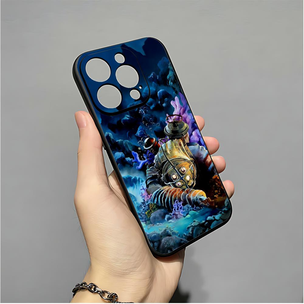 Game B-BioShock Phone Case For IPhone 16,15,14,13,12,11,XS,XR,X,8,7,Pro,Max,Plus,mini Silicone Black Cover