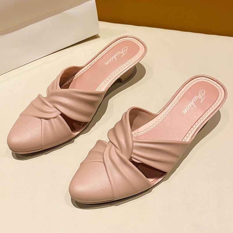 

Осенняя новая универсальная верхняя одежда сумка голова плоская подошва полутапочки женские ленивые без каблука женская обувь экспорт обувь 40 [one size smaller]