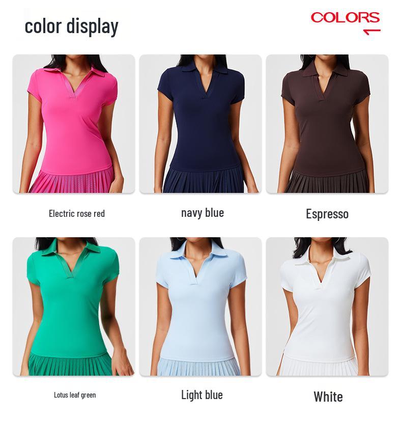 Cai Jue Women's Quick-Dry Polo Shirt - Short Sleeve, Cool Turn-Down Collar for Sports, Badminton, Tennis