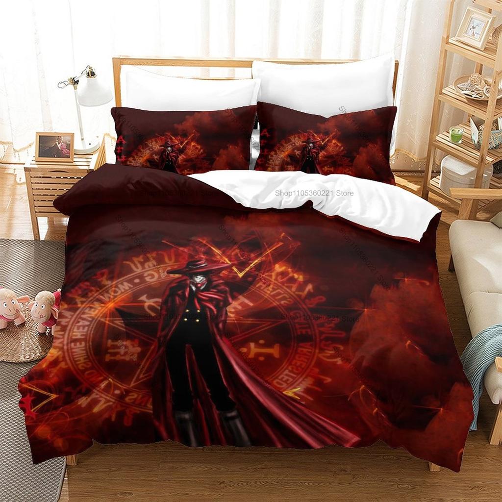 Kpop Hellsing Alucard Bedding Set 3 Piece Duvet Cover Set Gothic Vampire Bedroom Decor All Sizes For Kpop Fans