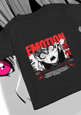 Anime Emotion T-Shirt,japanese Manga Graphic Tee,red and Black Streetwear Shirt,otaku Gift,aesthetic Unisex Anime Tee