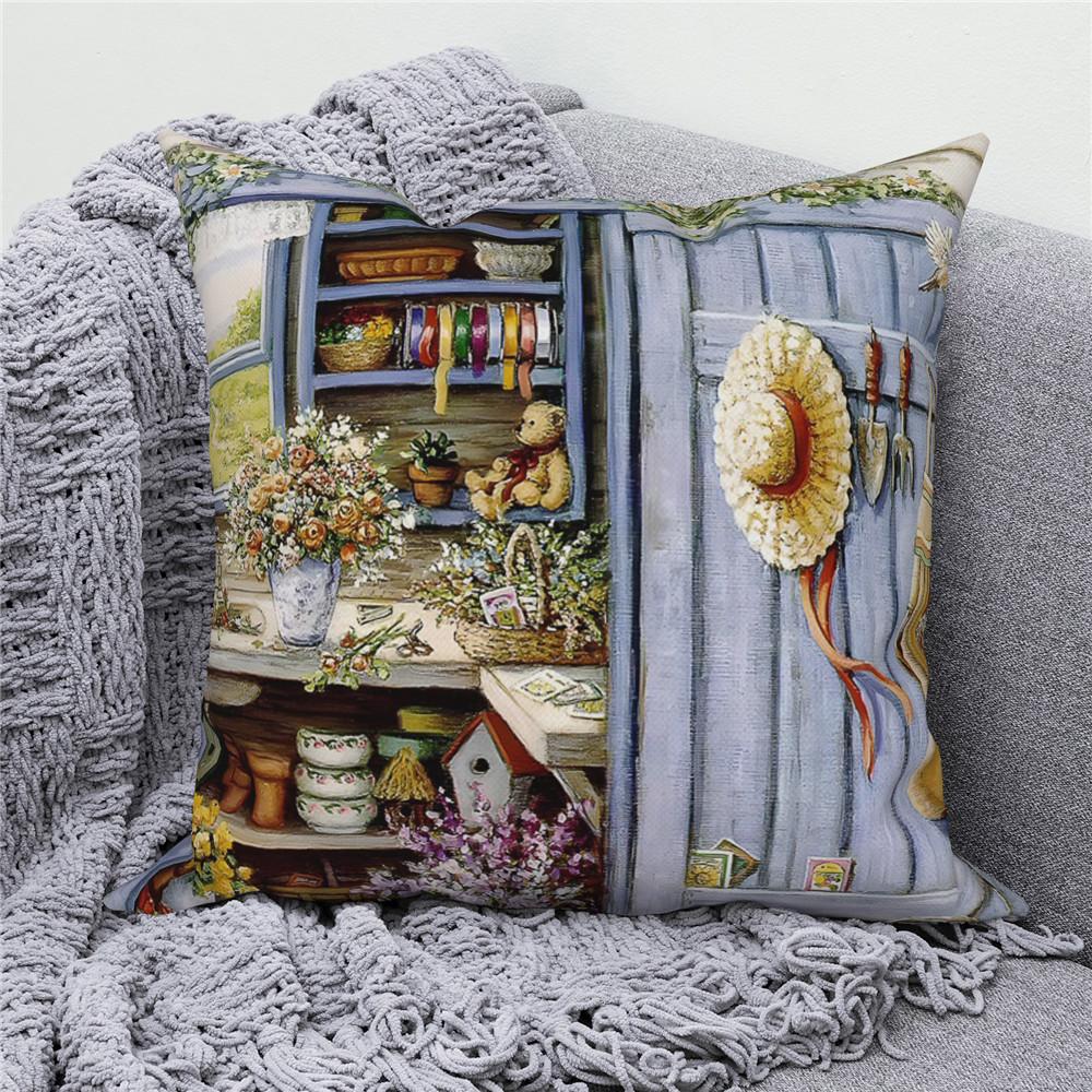 Throw Pillow Cover Home Decor Sofa Decorative   Garden Flower Farmhouse Cushion
