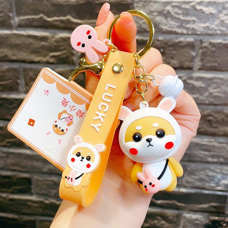 Adorable Cartoon Shiba Inu Keychain Resin Cute Trendy Dog Bag Accessory For Couples
