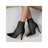 Autumn Sexy Mesh Women Ankle Boots Pointed Toe Fashion Zip Ladies Party Stiletto High Heels Stripper Shoes Lolita Shoes 35-43
