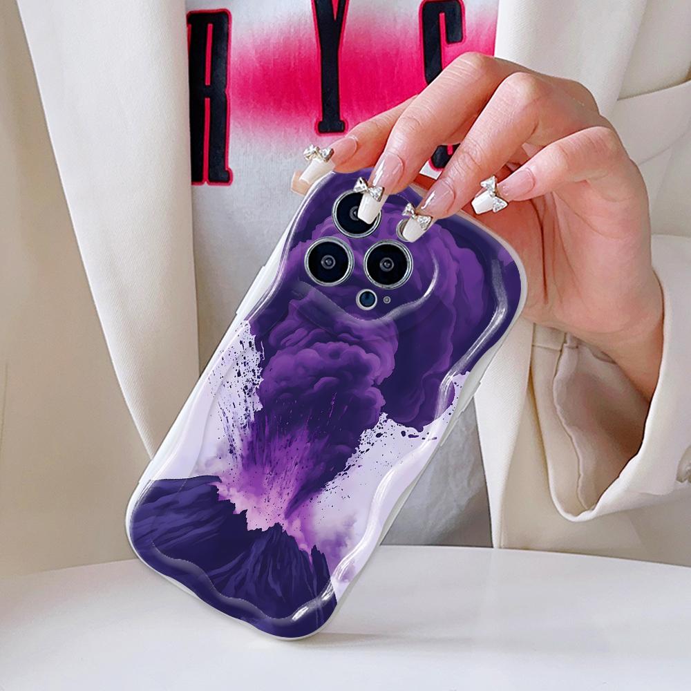 Cartoon Pattern Cream Texture Casing Wavy Edge Soft Silicone Cover Phone Case for IPhone Samsung Huawei Honor Xiaomi Redmi Infinix Tecno