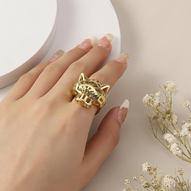 Fashion Creative Personalized 3D Animal Leopard Head Ring For Unisex Jewelry Accessories Gifts 1pc