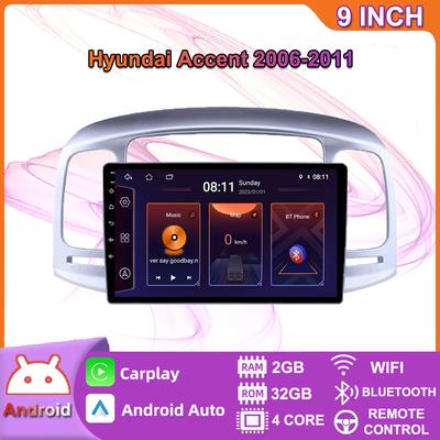 Auto Radio Für Hyundai Accent 2006-2011 2 Din 9 Zoll Carplay Android Auto Multimedia-Player GPS Navigation System kopf Einheit Stereo