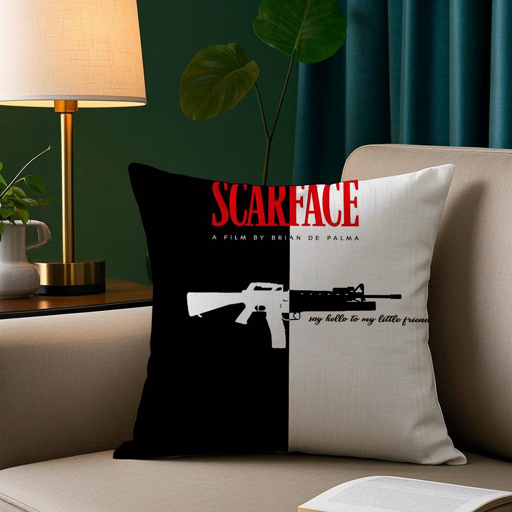

Classic Movie S-scarfaceS Vintage Pillow Case Short Plush Print Cushion Cover Square Throw Pillow Covers Sofa Home Decor 12x12Inch