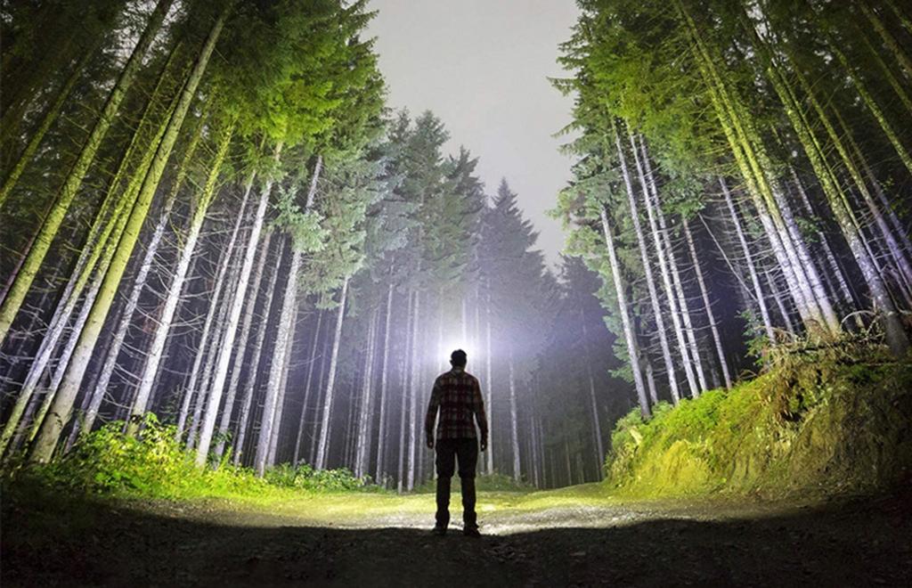 Rechargeable headlamp, head lamp, powerful, compact reflector