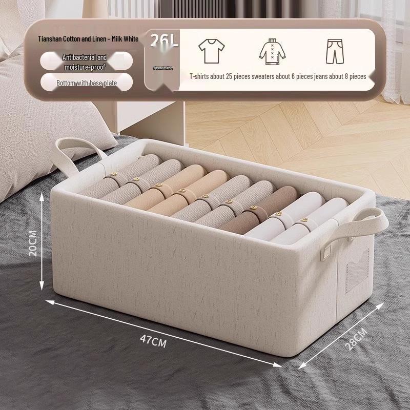 Foldable Clothing Storage Box with Compartments - Large Capacity, Dustproof Organizer for Clothes and Sundries.