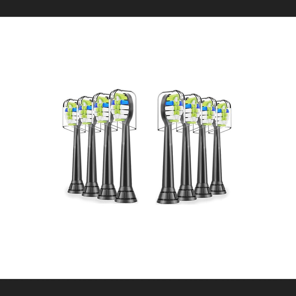 Compatible Philips Sonicare DiamondClean Replacement Regular Brushes, (8 Brushes, Black)