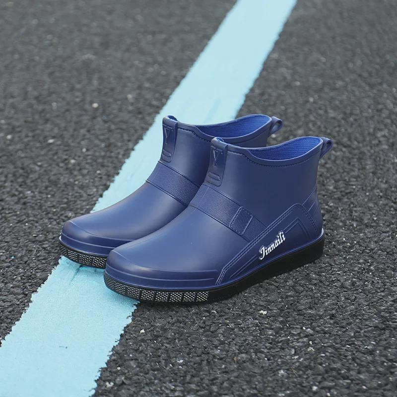 Herren Rutschfeste Wasserdichte Gummistiefel - Modische Mid-Tube Stiefel für Angeln, Küche und Arbeit mit Samtfutter