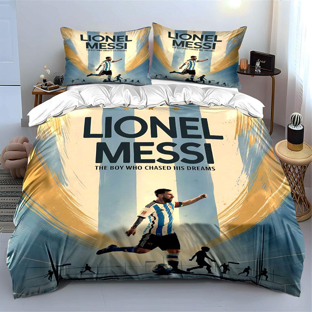 Set Biancheria da Letto Lionel Messi Copripiumino Federe (1 * Copripiumino 2 * Federe, senza piumino)