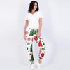 Dames Kerst Print Casual Joggingbroek met Elastische Tailleband en Manchetten