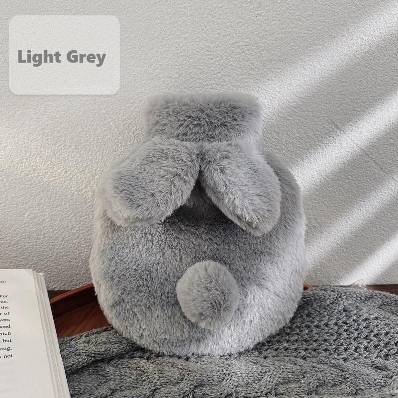 

300 мл Милая плюшевая грелка с кроликом и чехлом для согревания рук и ног зимой, взрывобезопасная многоразовая бутылка-кувшин для горячей воды светло-серый