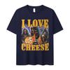 Ich liebe Käse Lustiges Skelett Meme Grafik T-Shirt Herren Vintage Übergroßes Kurzarm-T-Shirt Mode Baumwoll-T-Shirt