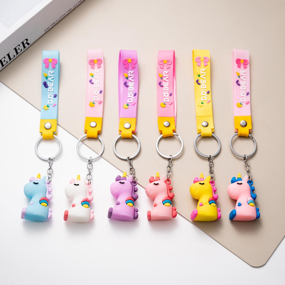 Cartoon Rainbow Unicorn Keychain Pendant New Year's Edition Bag Pendant Car Keychain Gift