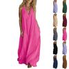 Women Sleeveless Casual Loose Fit V Neck Maxi Dress with Pockets Lightweight Long Summer Dress for Daily Wear