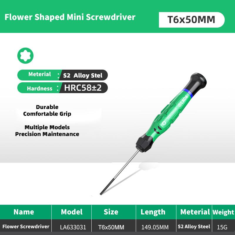 1pc Mini Torx Screwdriver featuring Magnetism S2 Alloy Steel Pozi Screwdrivers Flower Shaped Screwdriver T5-T20