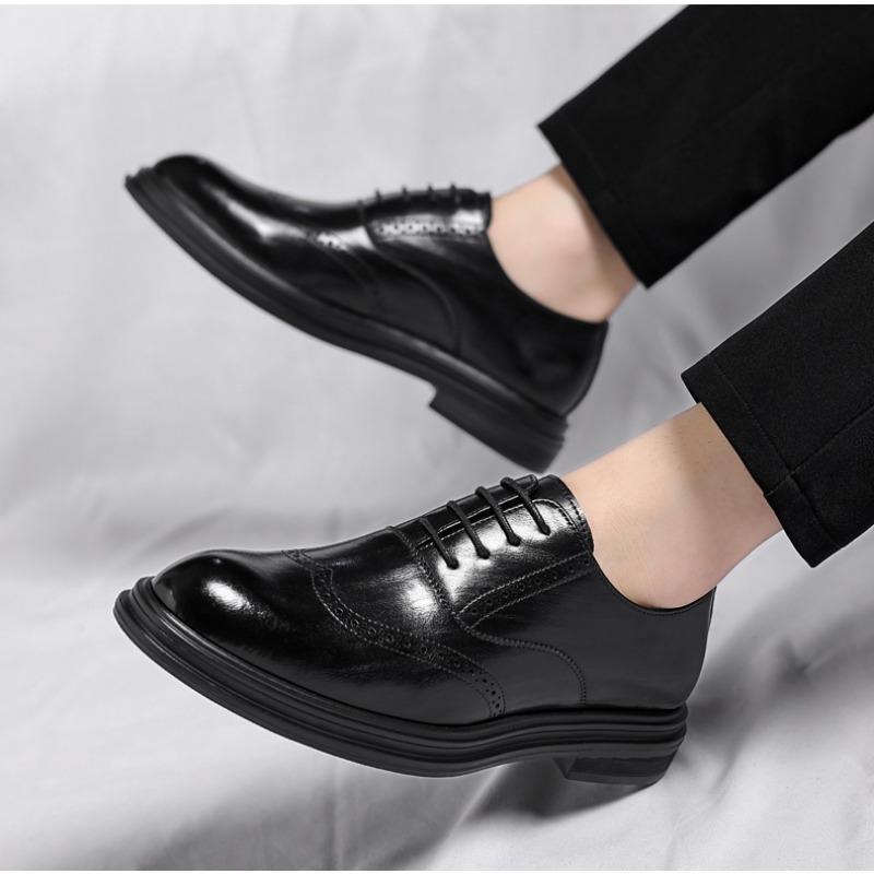 FashionFashion Platform Leather Business Men's Dress Shoes Spring Autumn Designer Soft-soled Increase Spring Autumn Brogues Shoes Male