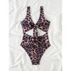 New Sexy Leopard Print One Piece Swimsuit Women Swimwear Cut Out Monokini Thong Micro Bikini Bodysuit Summer Bathing Suit