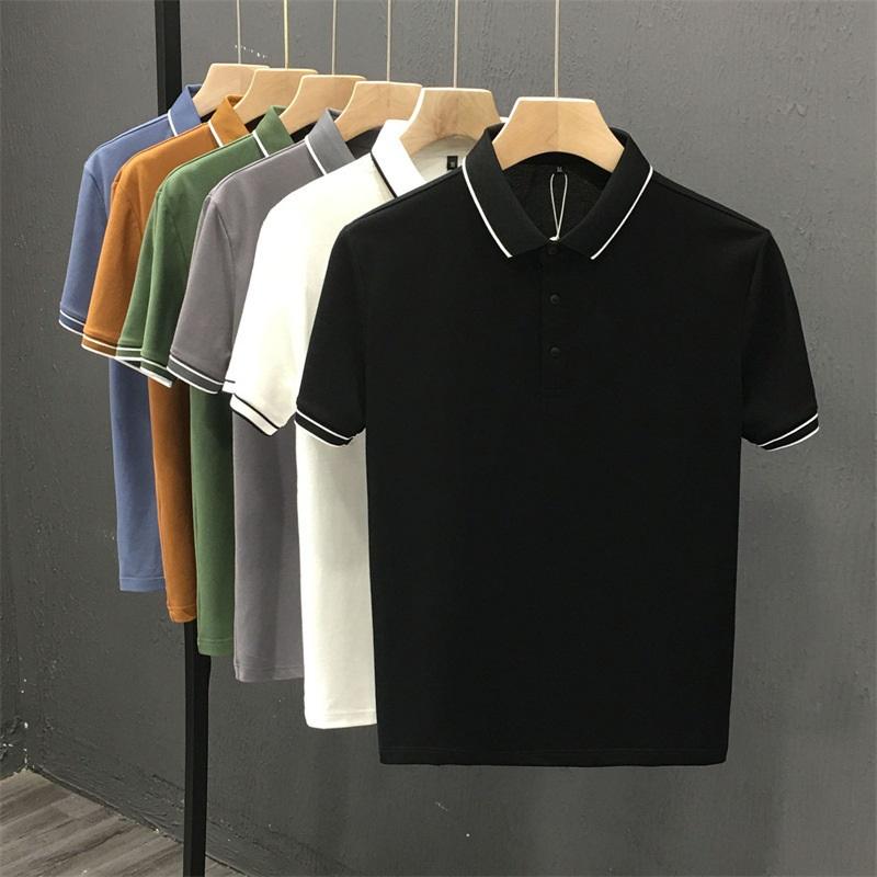 Summer Ice Silk Short Sleeve Polo Shirt For Men Contrast Trim Collar Business Casual Breathable And Quick-dry Cross-border Hot Sale
