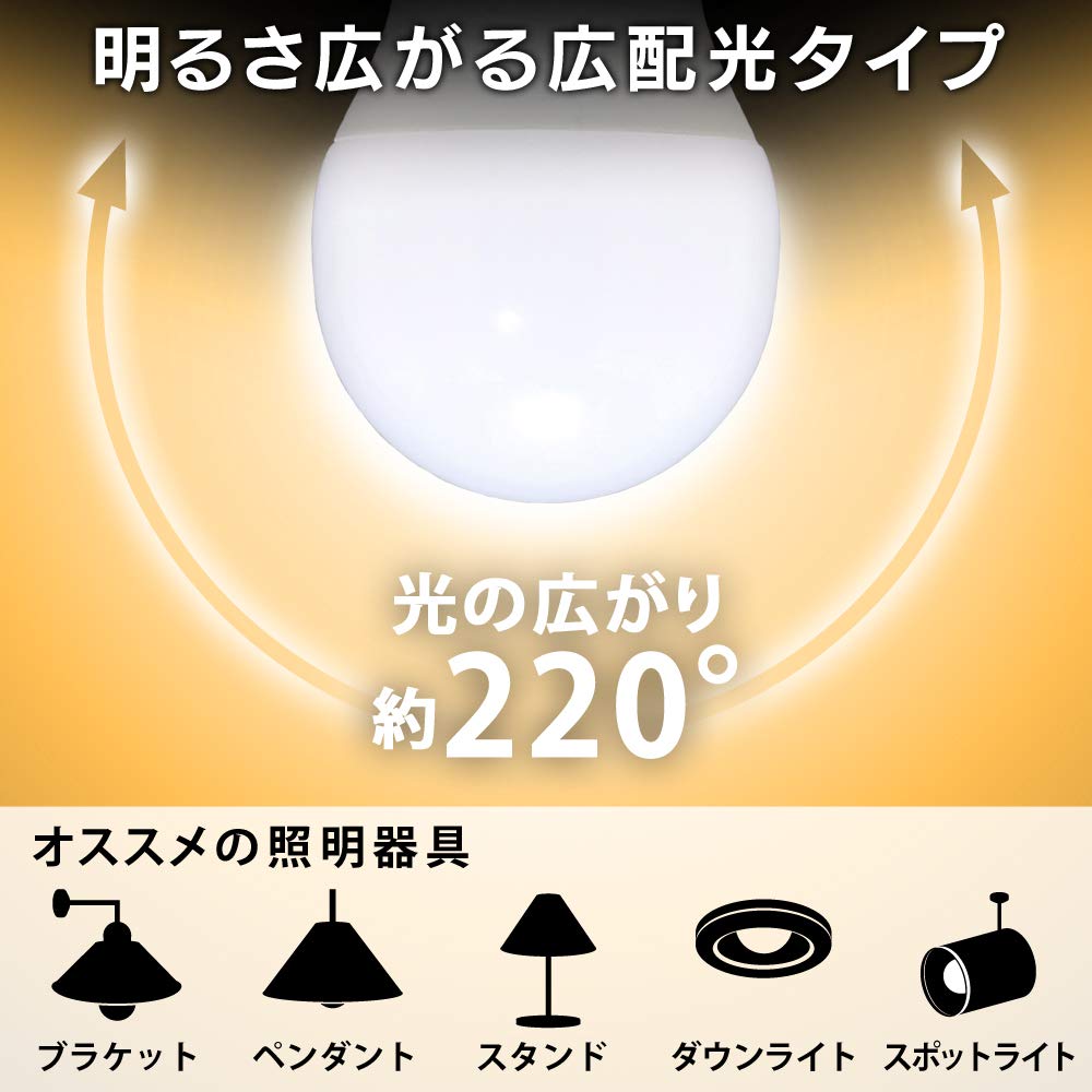 Iris Ohyama LED 40W Warm 26mm Base Wide Pack of 2 Energy-Saving Measures Bulbs, Equivalent, White, Diameter, Beam, (LDA5L-G-4T52P)