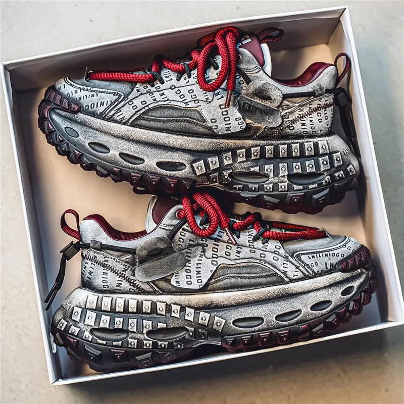 Mens Casual Sport Shoes Four Seasons Thick Sole Sneaker Breathable Comfortable Upper Non-slip Wear-resistant Soles Original Shoe