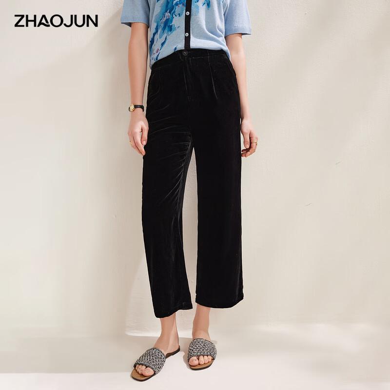 Women s Velvet Straight-Leg Cropped Pants L