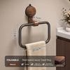 No-Drill Towel Holder Walnut Wood+Aluminium Towel Hanging Rack Suction Cup Towel Ring  Bathroom