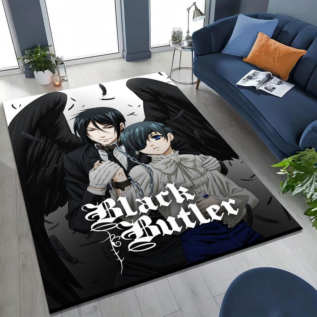 Anime Black Butler Sebastian Ciel Cartoon Cartoon Rug for Bedroom Living Room Sofa Home Doormat Decor,Kids Non-slip Floor Mat