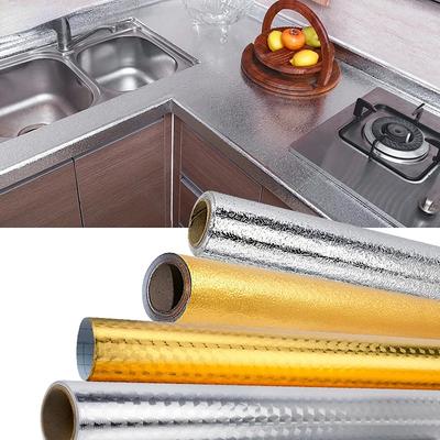 Kitchen Oil-proof Waterproof Stickers Anti-fouling High-temperature Aluminum Foil Self-adhesive Wallpaper Stove Cabinet Stickers