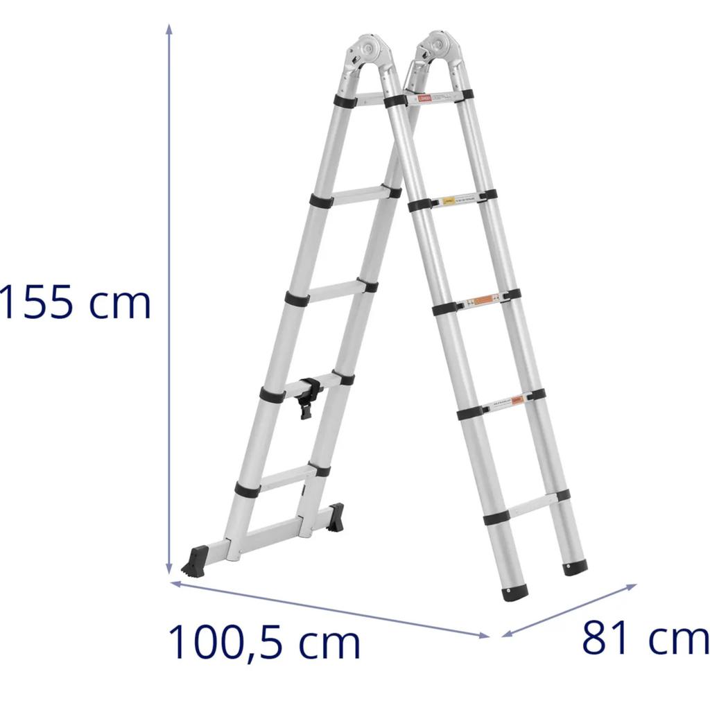 Telescopic aluminum folding ladder 12 steps 08518538 m