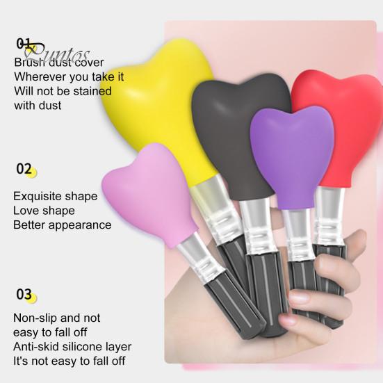 Brush Covers 3Pcs Makeup Colored Heart Shape Soft Dustproof Silicone Sleeve Protect Bristles Portable Blush Foundation Protective Case Accessories