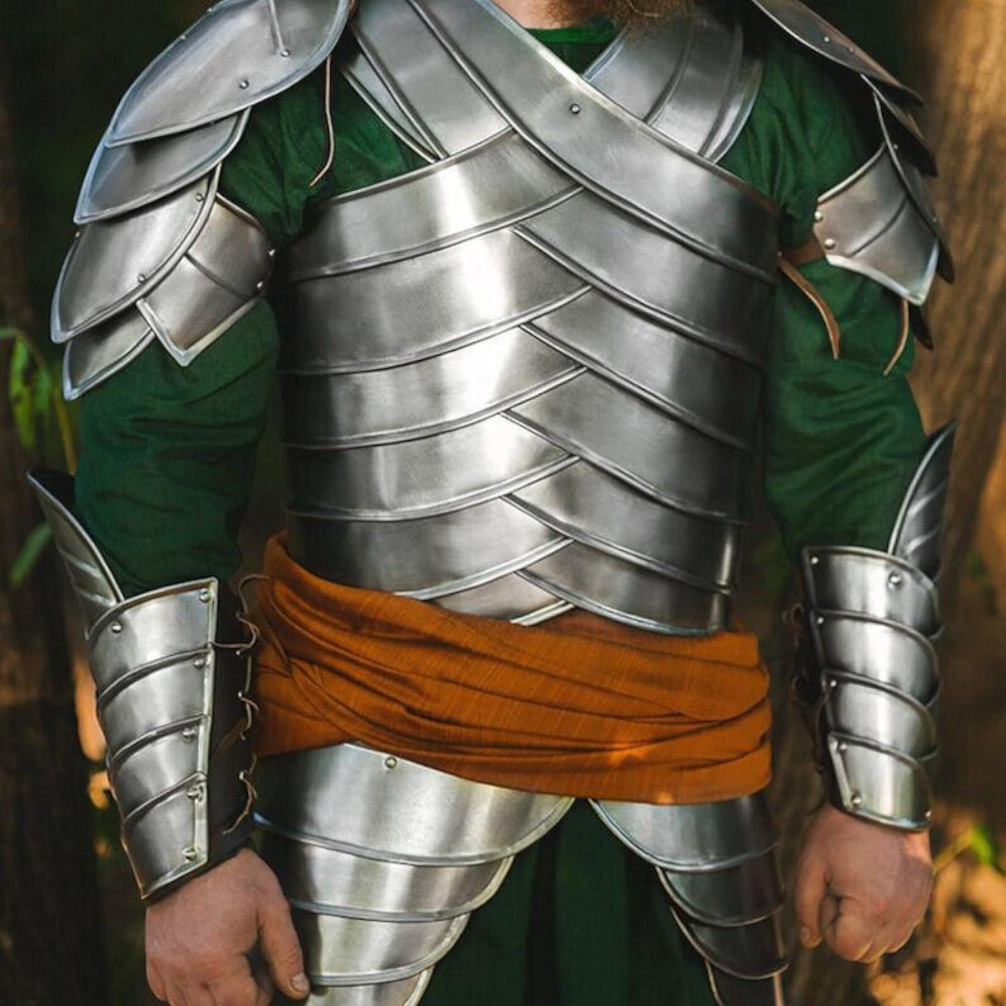 

LARP Стальная броня - Полный комплект эльфов Второй Эпохи: наплечники, наручи, кираса, бедра