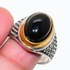 Natural Black Onyx Gemstone 925 Sterling Silver Jewelry Ring Size 7.5 RR-266