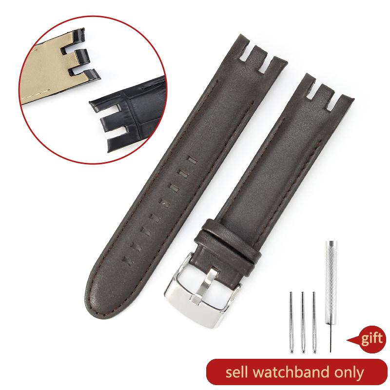 Dla Swatch Pasek do zegarka ze skóry naturalnej Męski Yrs403 412 402G Wodoodporny Odporny na pot Zakrzywione wycięcie Pasek do zegarka 21mm